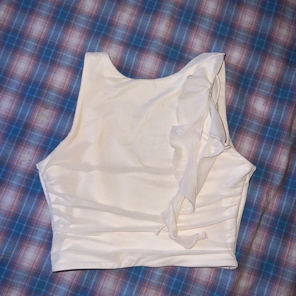 Oh Polly White Ruffle Crop Top